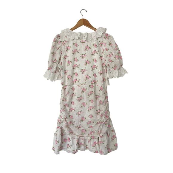 NWT ASOS Design Eyelet Fill Ruched Mini Dress in Textured Rose Floral Print - Picture 7 of 9